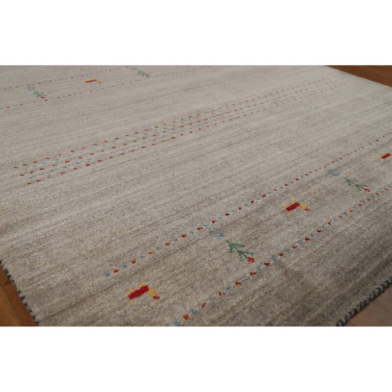 Tribal Gabbeh Indian Rug Handmade Contemporary Wool Carpet - 5'1" x 7'8" - 5'1" x 7'8" - Grey