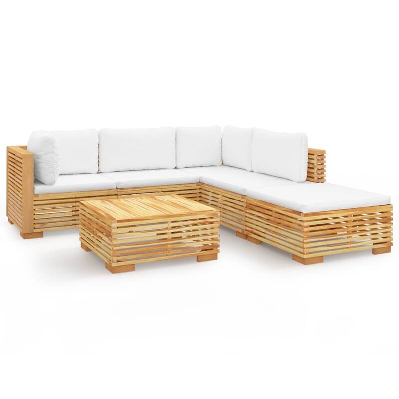 vidaXL 3 Piece Patio Lounge Set with Cushions Solid Wood Teak - 27.4" x 27.4" x 23.6"