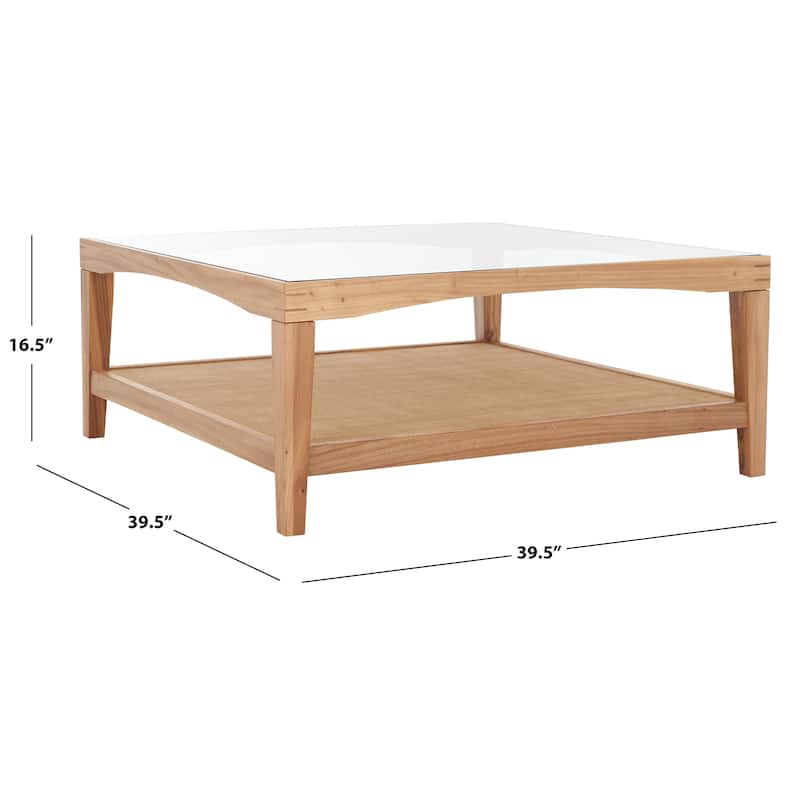 SAFAVIEH Couture Nicolella Solid Wood/Glass Top Square Coffee Table - 40"W x 40"D x 17"H