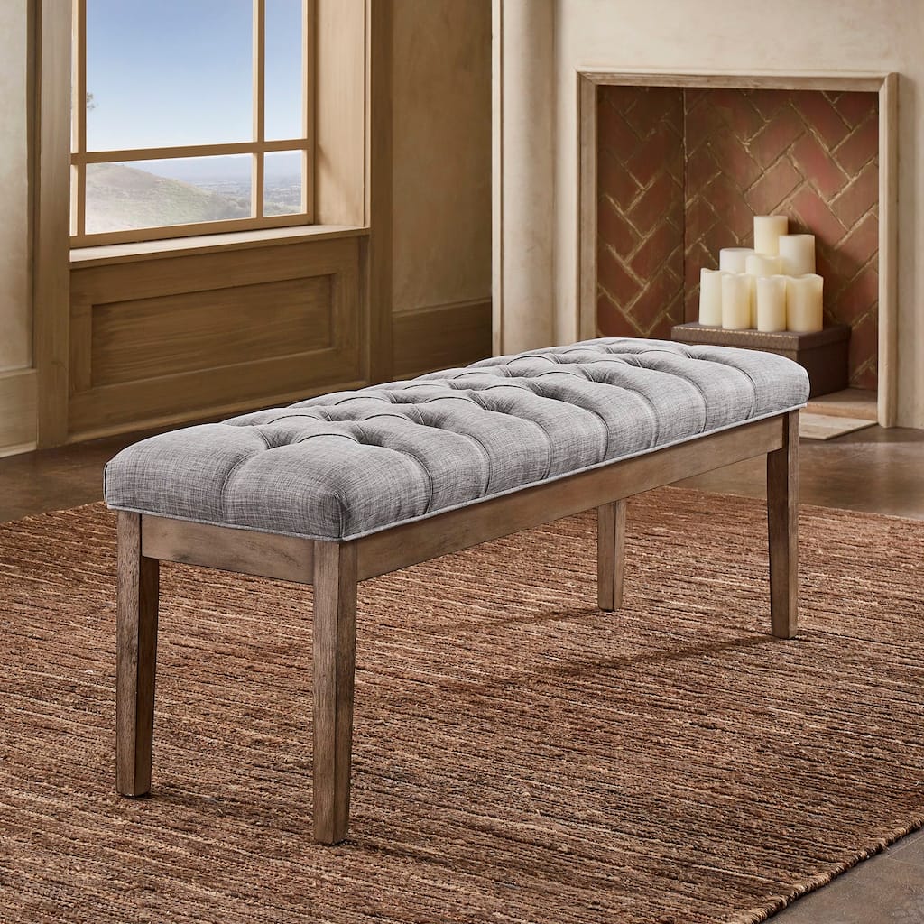 Benchwright Premium Tufted Reclaimed Look 52-inch Upholstered Bench by iNSPIRE Q Artisan