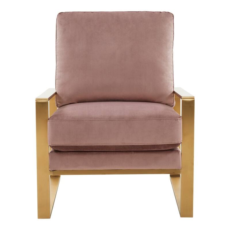 Jefferson Modern Velvet Accent Chair with Brushed Gold Frame, Removable Cushions, and Floor Protectors for Living Room or Office