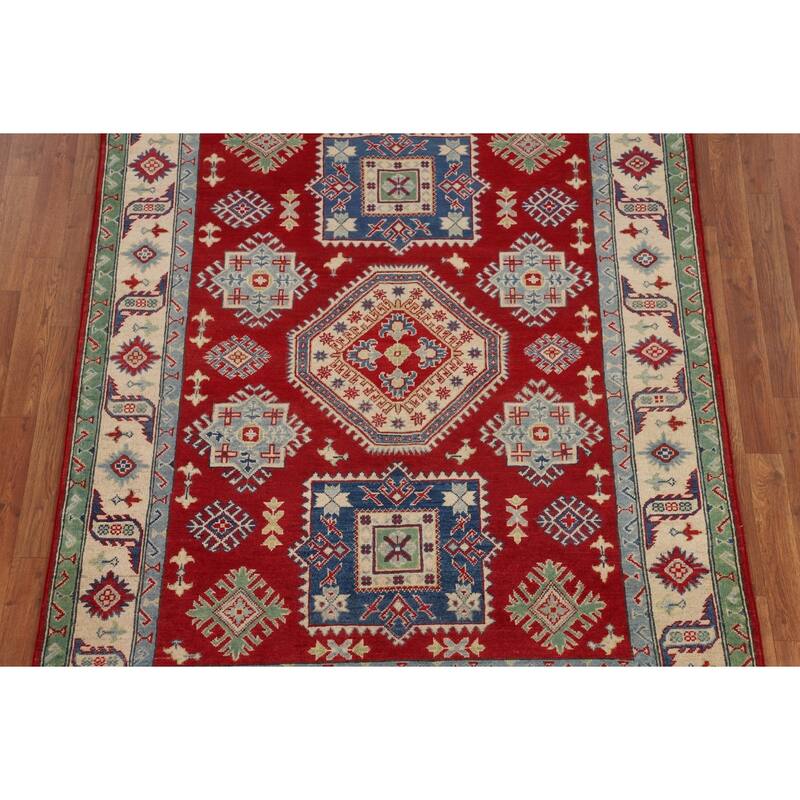 Oriental Red Kazak Area Rug Handmade Wool Carpet - 5'2" x 6'7"