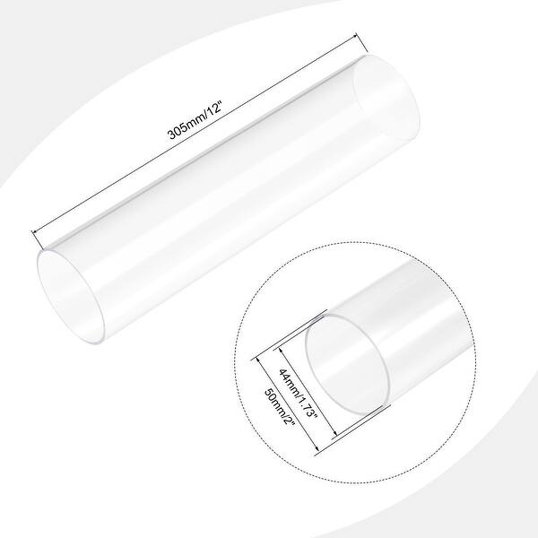Clear Rigid Acrylic Pipe 44mm ID x 50mm OD x 305mm Round Tube Bed