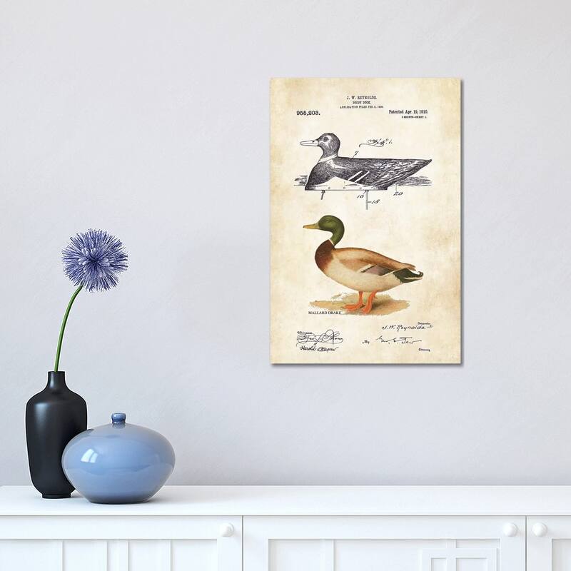 iCanvas "Duck Decoy" by Patent77 Canvas Print - 18x12x1.5