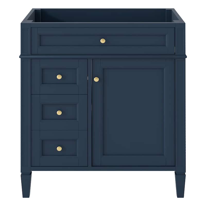 29" Bathroom Vanity with 2 Drawers and Tip-out Drawer (No Sink) - Blue