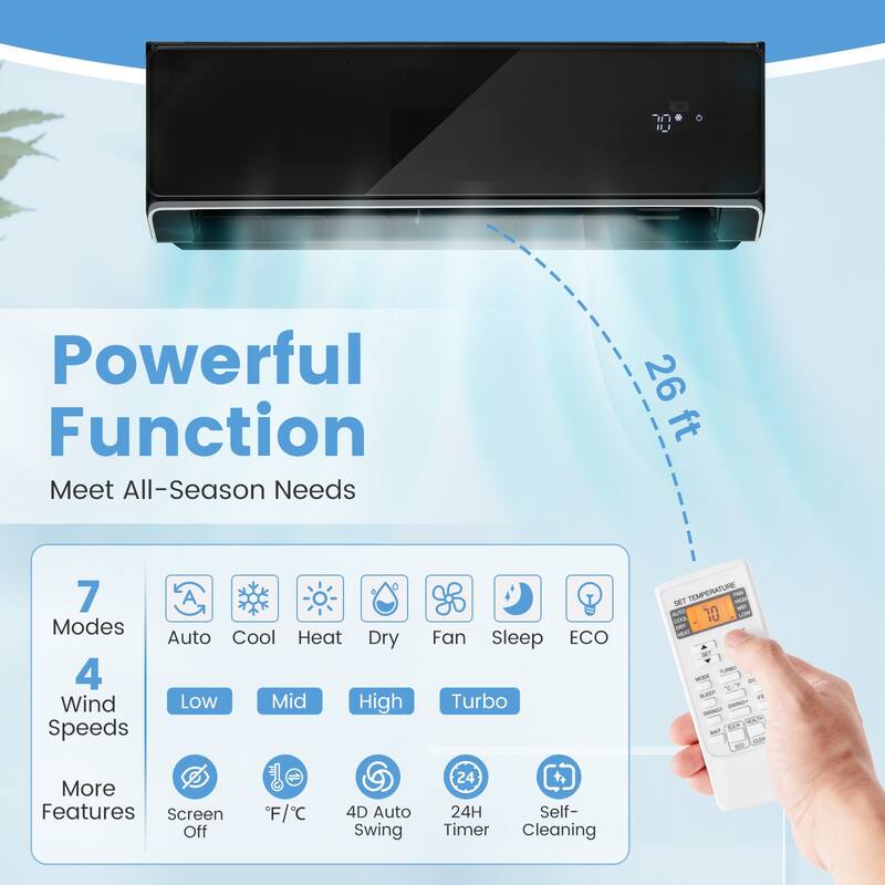 Gymax 12000 BTU Mini Split Air Conditioner & Heater 22 SEER2 208-230V