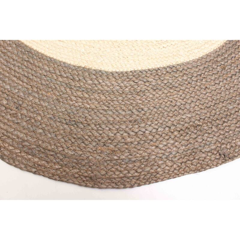 ECARPETGALLERY Braided Weave Palas Denizli Cream Jute Rug - 3'11 x 3'11
