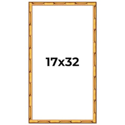 17x32 Frame Gold Bamboo Picture Frame Modern Photo Frame Includes UV Acrylic Shatter Guard Front Acid Free Foam Backing Board