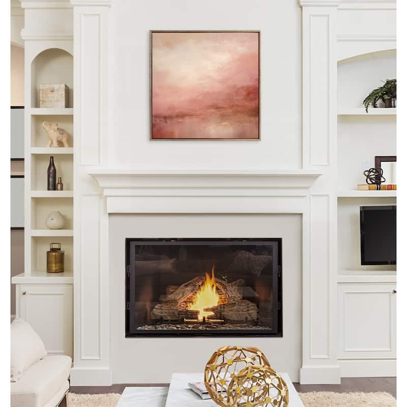 Kate and Laurel Sylvie Tonal Pink Peach Framed Canvas by Creative Bunch Studio