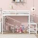 preview thumbnail 2 of 9, White Twin Size Pine Wood High Loft Bed with Ladder and Guardrails