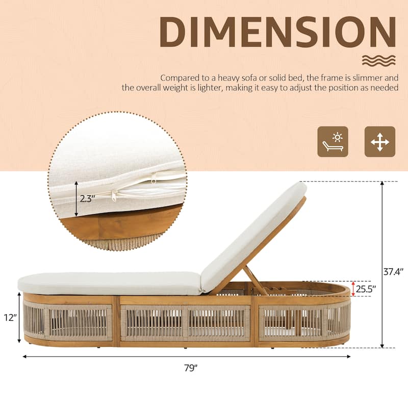 Outdoor Adjustable Acacia Wood Lounge Chair
