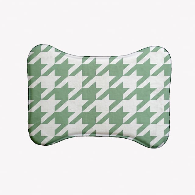 Houndstooth Pet Feeding Mat for Dogs and Cats - Green - 19" x 14"-Bone