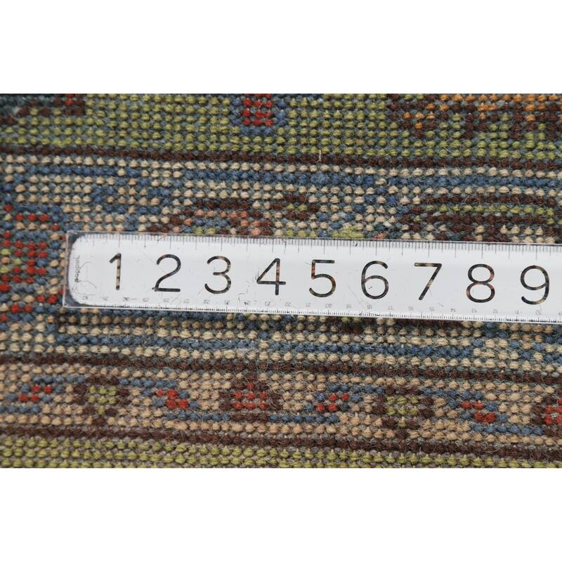 Hand Knotted Oriental 100% Wool Carpet Transitional Floral Green Oushak Area Rug - 4' 11'' X 3' 1''