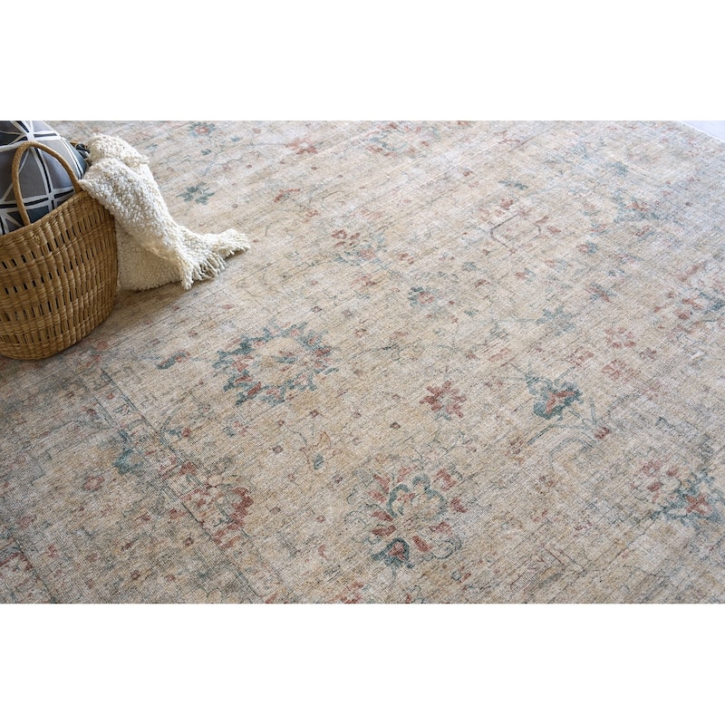 EXQUISITE RUGS Kensington Hand-loomed Wool/Bamboo Silk Beige Area Rug.