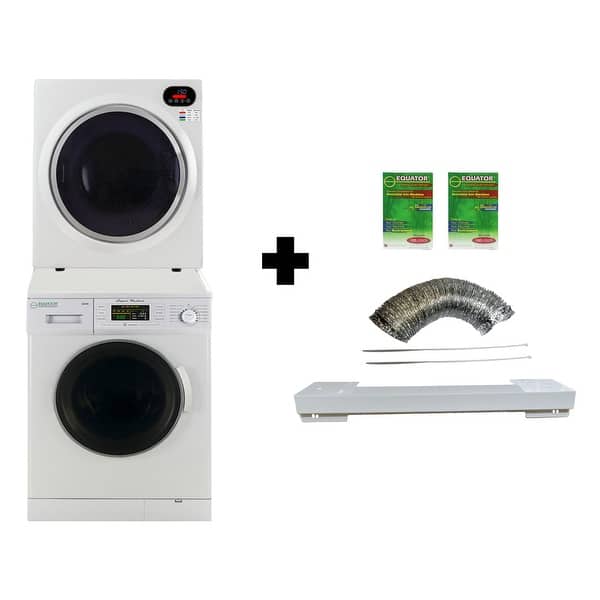 slide 1 of 1, Stackable Washer and Compact Short Dryer White