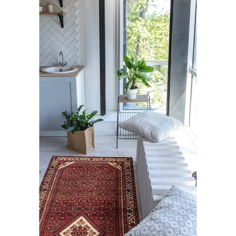 ECARPETGALLERY Hand-knotted Andelz Red Wool Rug - 3'7 x 9'6