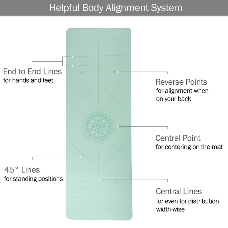 Yoga Mat with Alignment Marks - Lightweight Exercise Mat with Carry Strap for Home Workout or Travel by Wakeman Outdoors