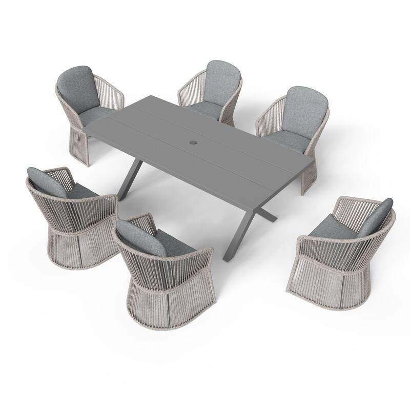 9-Piece Outdoor Dining Set - Weather-Resistant Aluminum Table with X-Leg Stability & PE Rattan Chairs