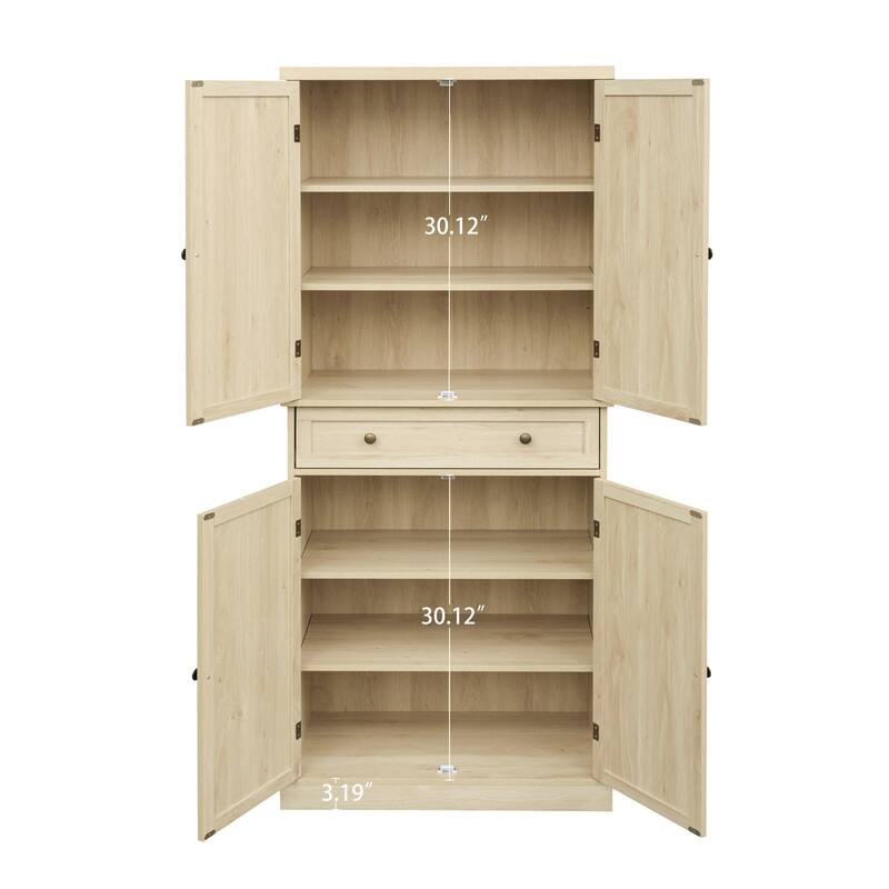 Rustic Style Tall Cabinet with Drawer and Adjustable Shelves Sideboard Buffet Cabinet