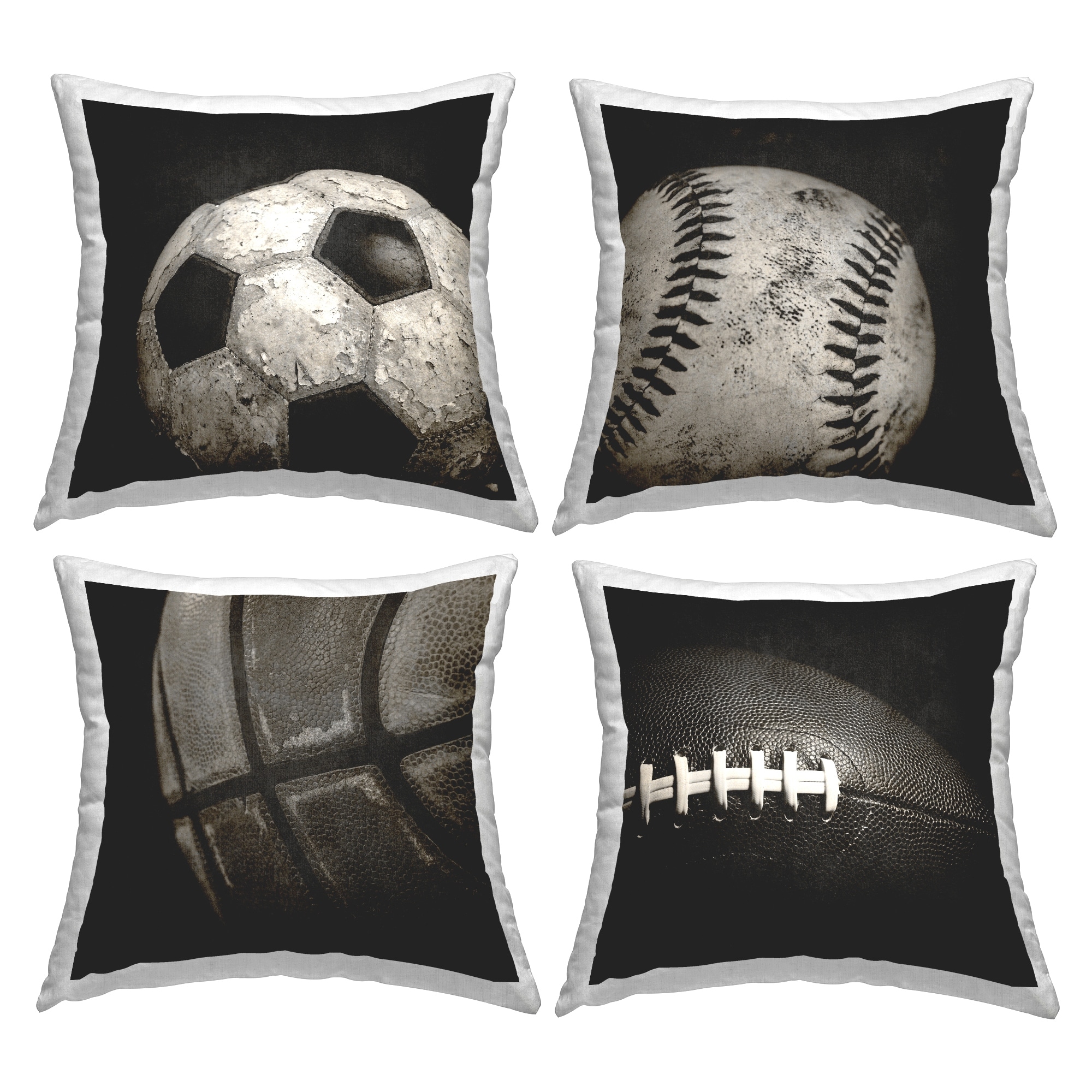 Stupell Dark Varied Sports Balls Design by Kim Allen (Set of 4)