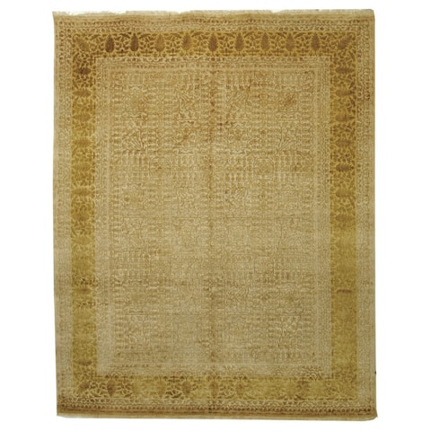 SAFAVIEH Couture Hand-knotted Jewel of India Riya Traditional Border Silk Rug with Fringe
