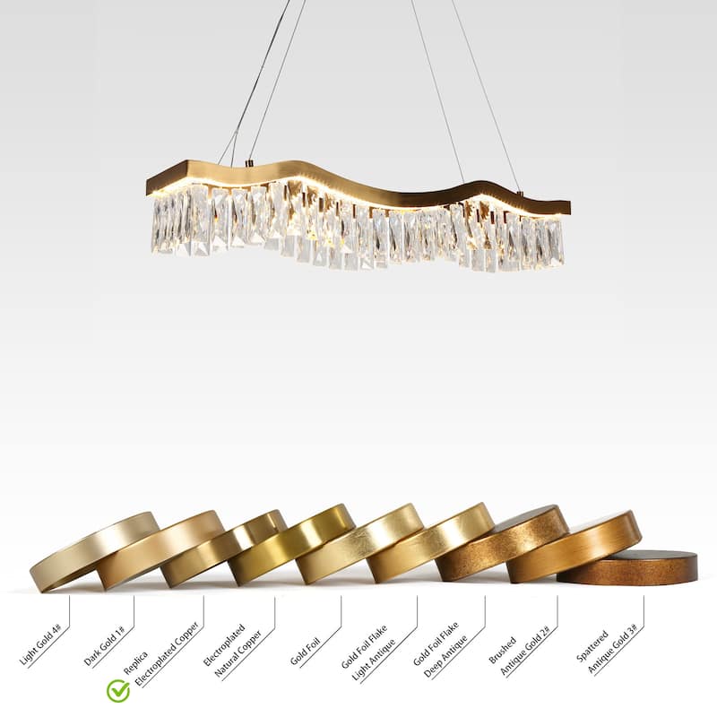 Modern 1-Light LED Crystal Chandelier Island Lights for Dining Room - W 33.5" x H 9" x D 7.9"