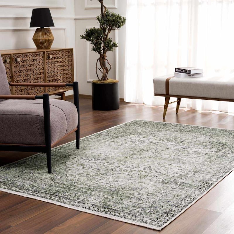 Hauteloom Ariana Living Room, Bedroom Machine Washable Area Rug - Pearl, Dark Brown, Brown - 5' x 7'6"
