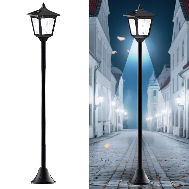40" Solar Lamp Post Lights - IP65 Waterproof LED w/Dusk to Dawn Sensor for Yard & Driveway - Black - Black