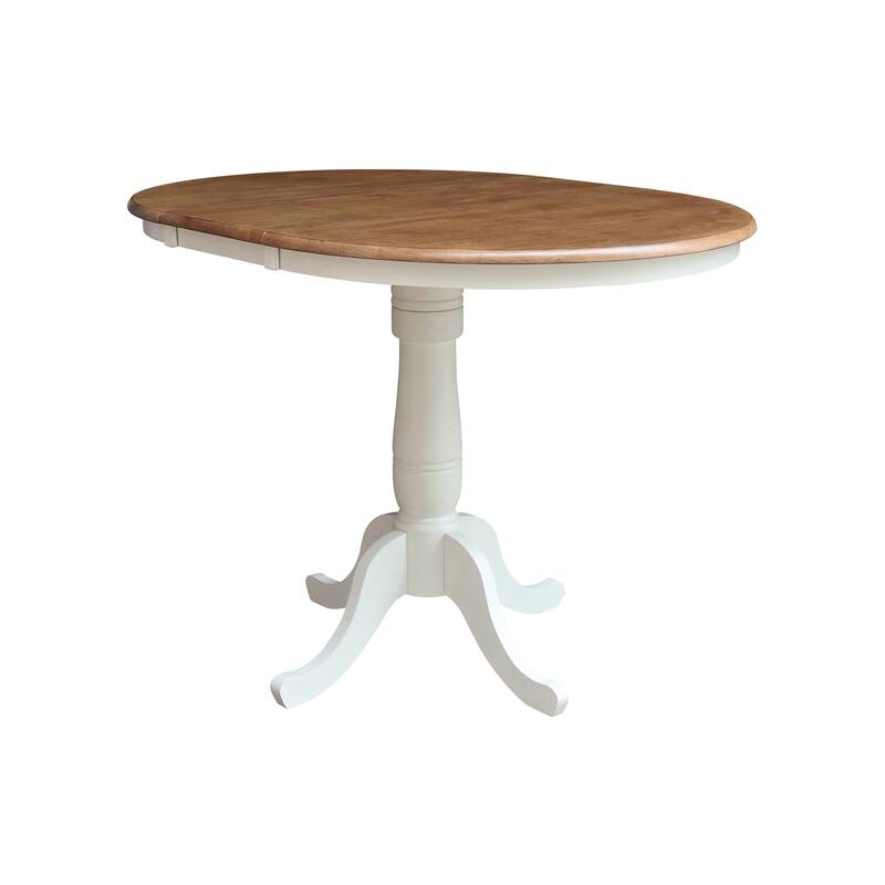 36" Round Top Pedestal Extension Table Counter Height With 12" Leaf and San Remo Counterheight Stools