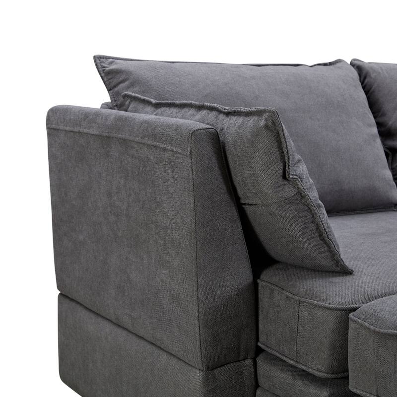 U-Shaped Convertible Sofa with Storage Seats, Reversible Chaise for Living Room