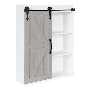 Kate and Laurel Cates Decorative Wood Cabinet with Sliding Barn Door - 22x28