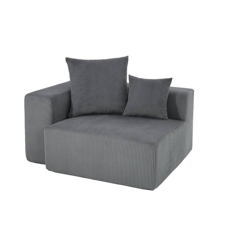 51"W Oversized Modular No Assembly Corduroy Accent Corner Chair