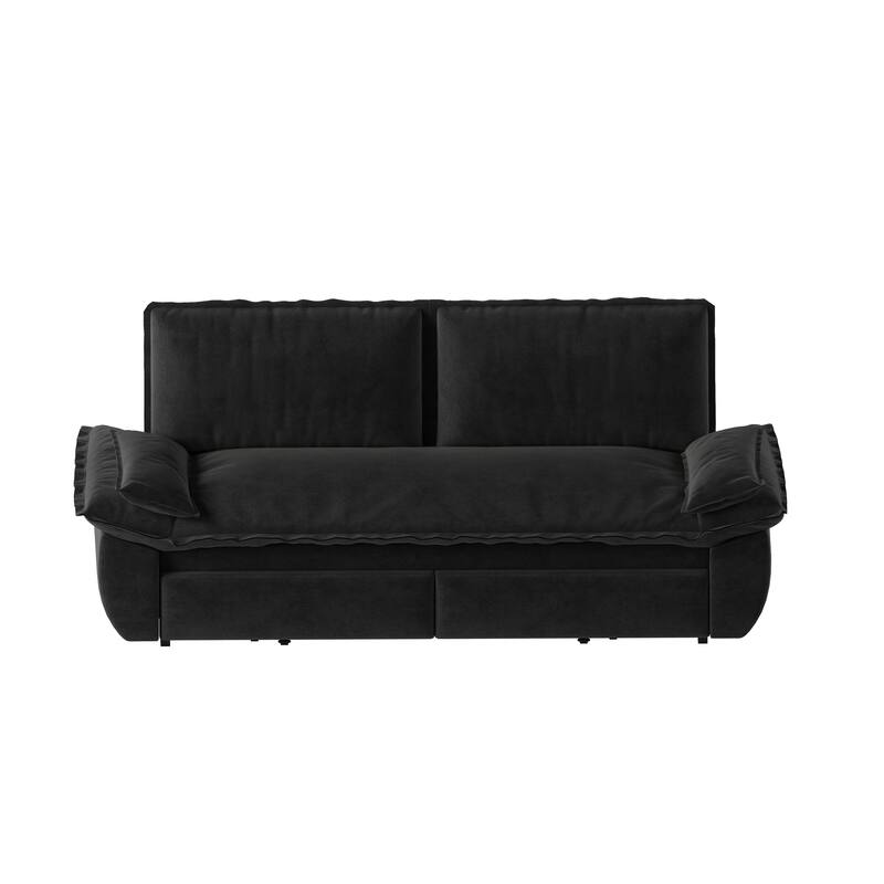 3-in-1 Convertible Pull-Out Sofa Bed, Velvet Upholstered Loveseat Sleeper Sofa Modern Lounge Couch for Living Room