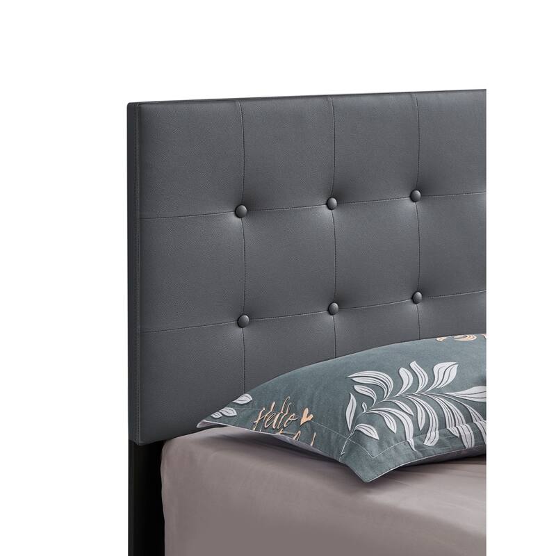 Solid Button Tufted Queen Panel Bed - 82" - Gray