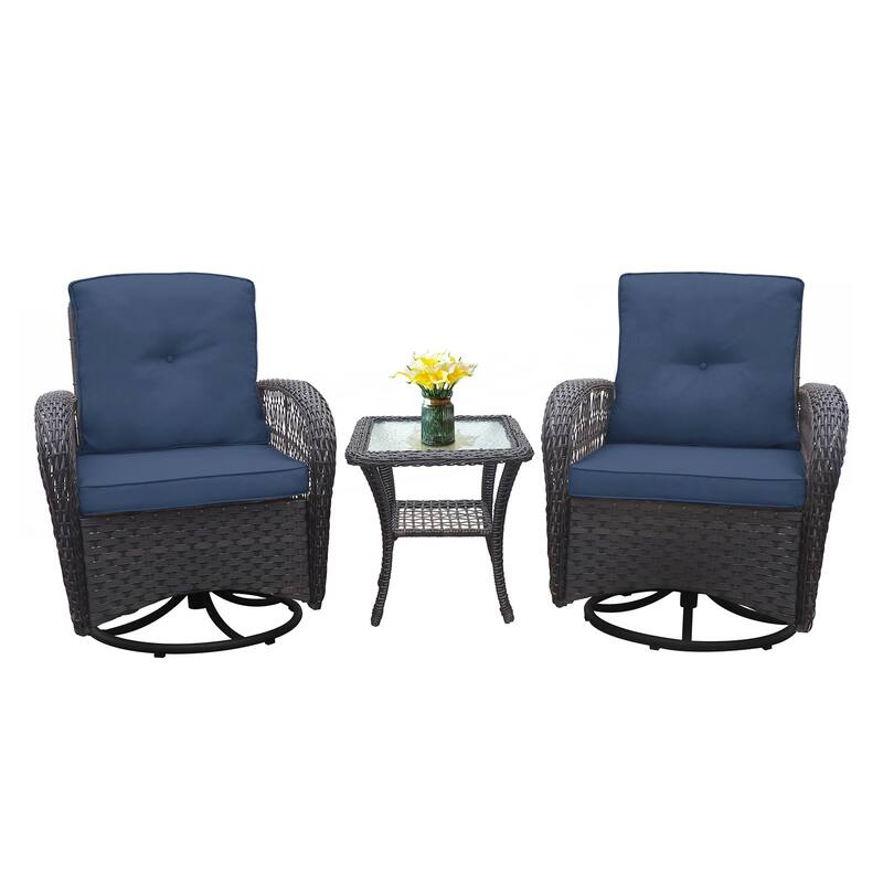 Outdoor Wicker Rocker Swivel Patio Bistro Set