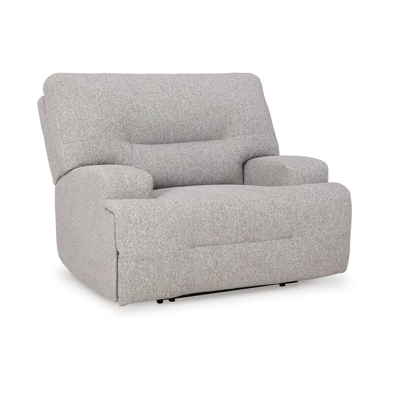 Marissa Wide Seat Power Recliner Chair, Gray Polyester, Soft Cushioned