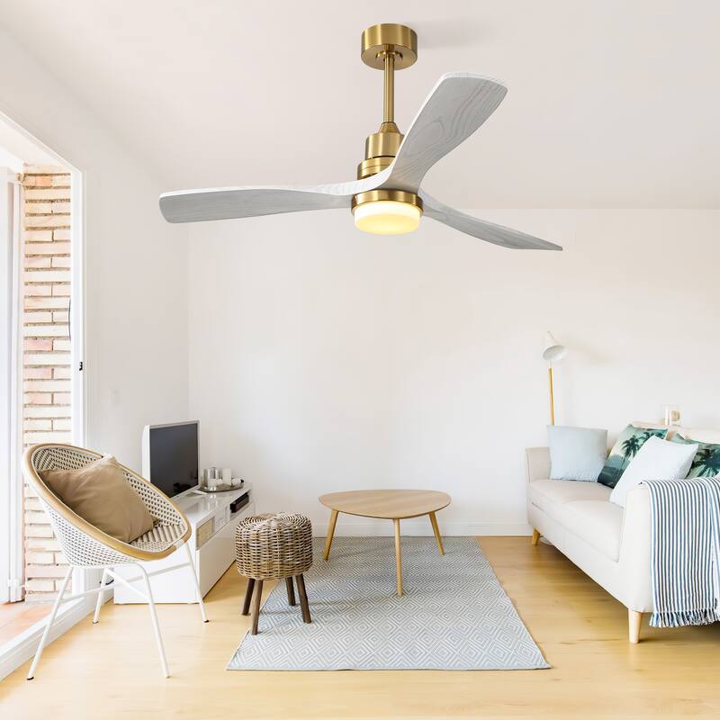 Wood Reversible Ceiling Fan with Dimmable 3 Color LED Light & 6-Speed Remote Control, and Silent Operation