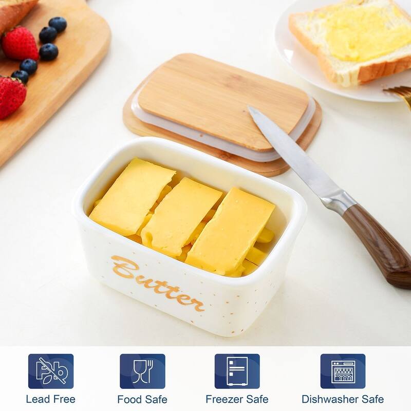 LOVECASA Porcelain 24Oz. Butter Dish with Lid