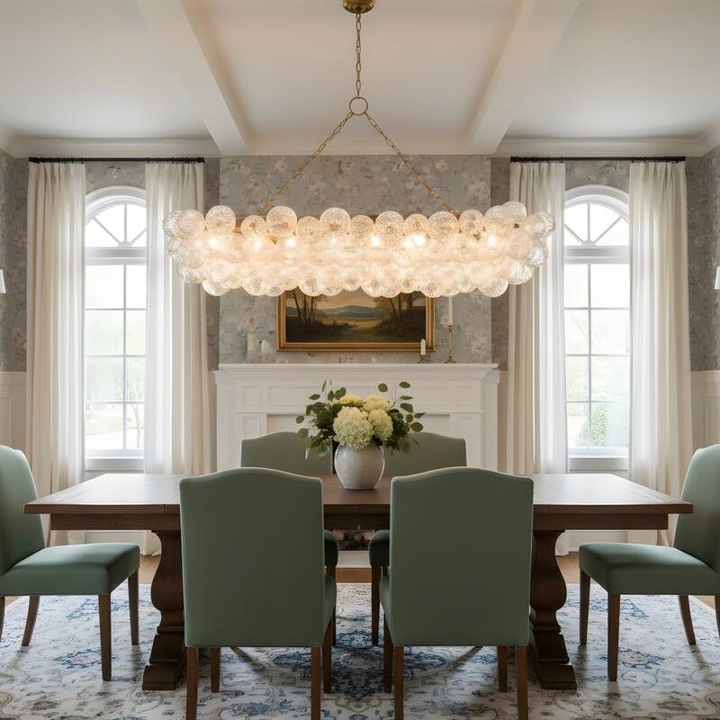 Gold Bubble Ball Chandelier, LED Pendant Light with Glass Globes