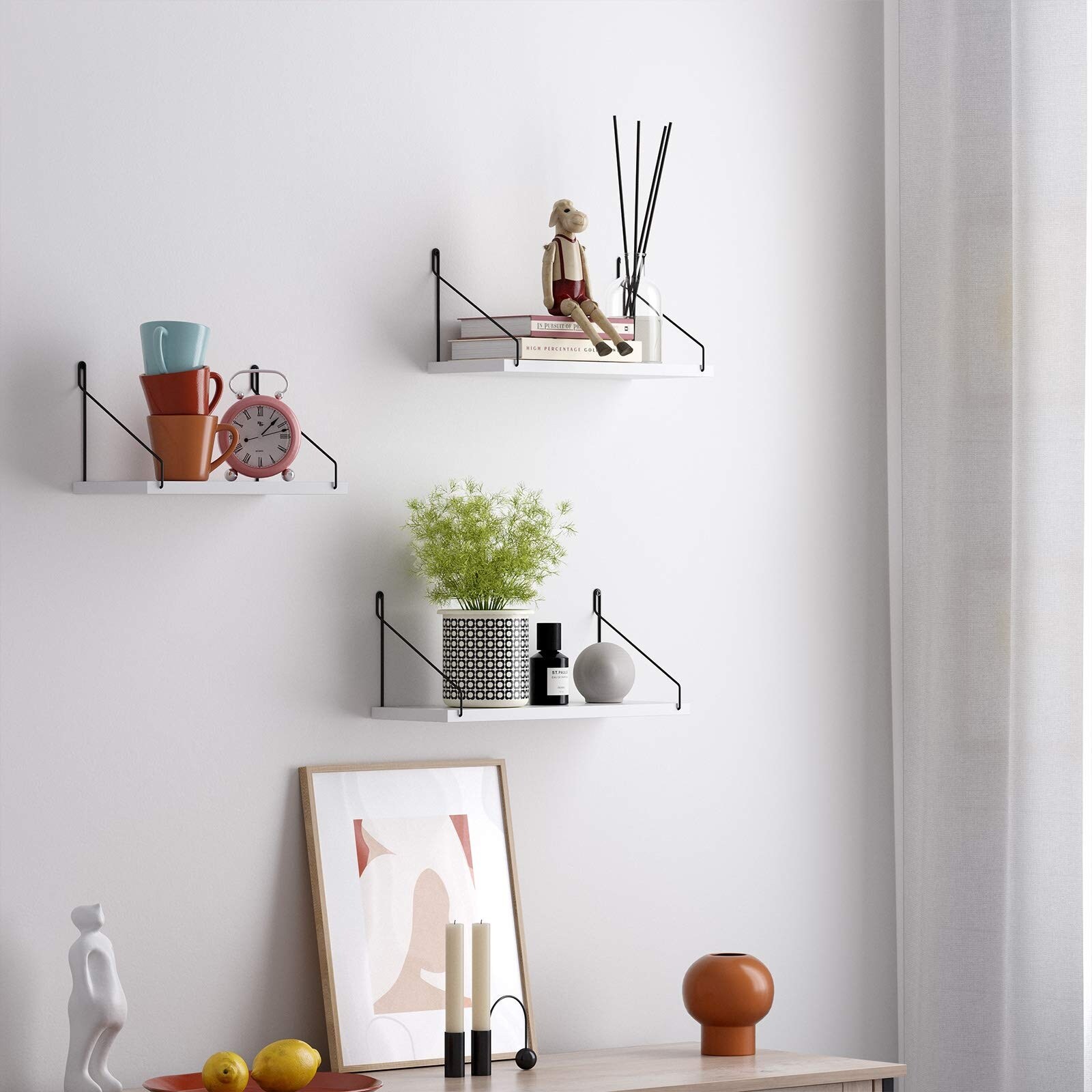 Floating Shelves Wall Mounted Set of 3 Storage Decor Shelves for Living Room Bedroom Garage Hallway