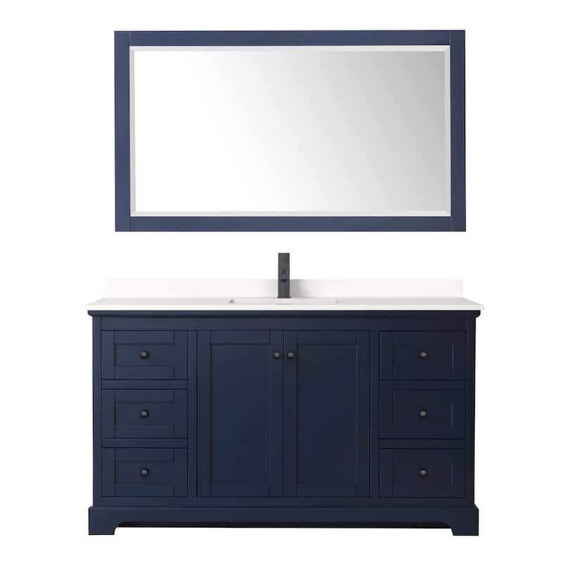 Avery 60-inch Single Vanity, Quartz Top, 58-inch Mirror