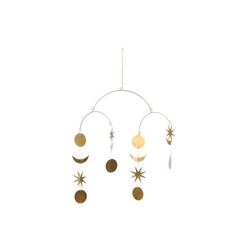 Star & Moon Brass Mobile - 13.0"L x 0.5"W x 16.0"H