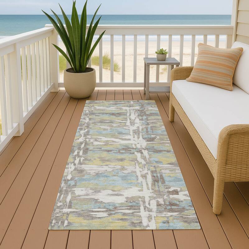 Machine Washable Indoor/ Outdoor Casual Fowler Chantille Rug - Ivory - 2'3" x 7'6"