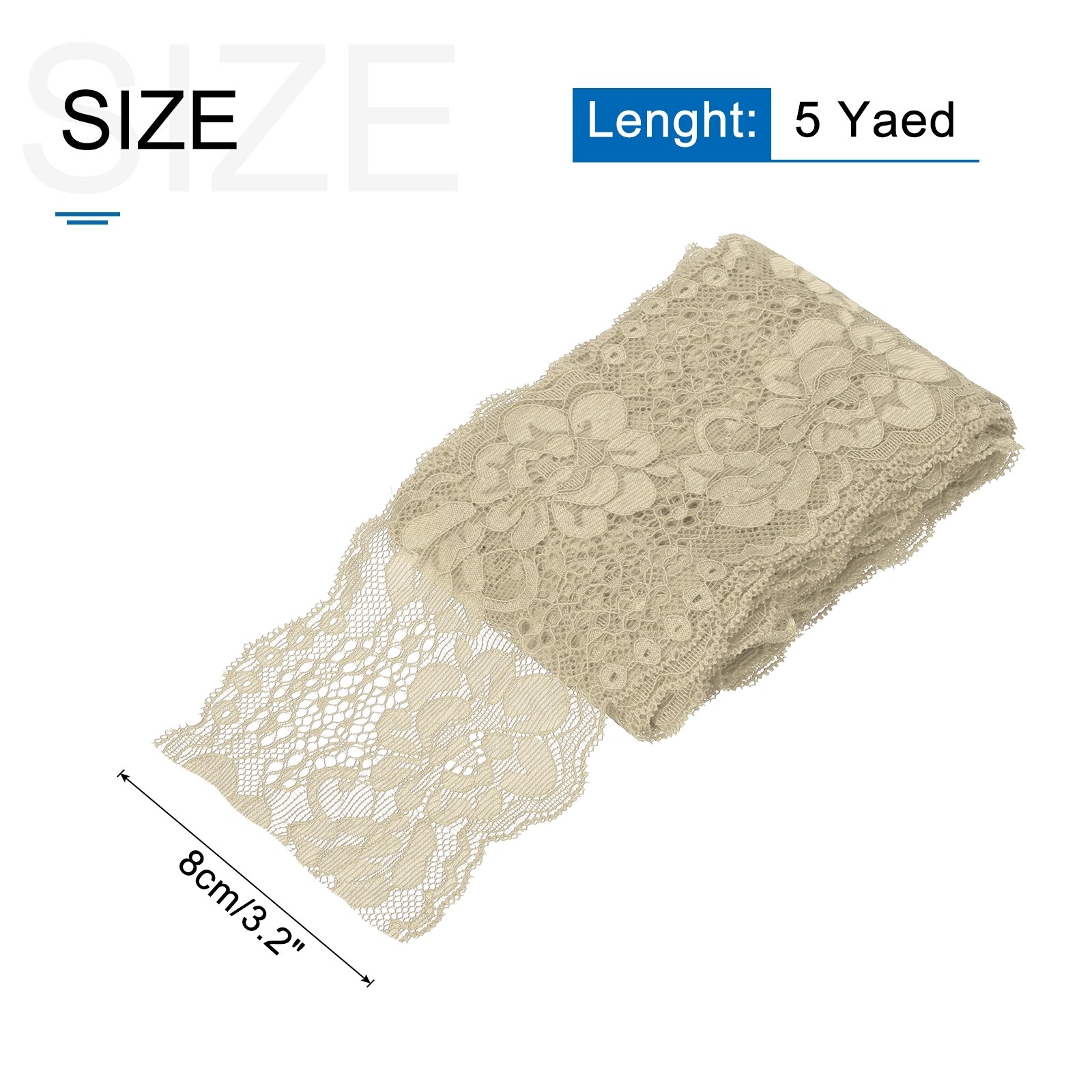 Elastic Lace Ribbon Floral Pattern Stretch Lace Trim Embroidered Fabric for Sewing Making and DIY Crafts - 3 Inch Wide 5 Yard