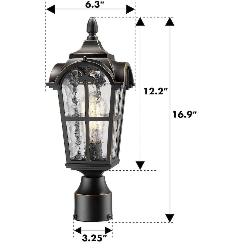 Vintage Outdoor Post Lights Post Lantern with Seeded Glass Shade