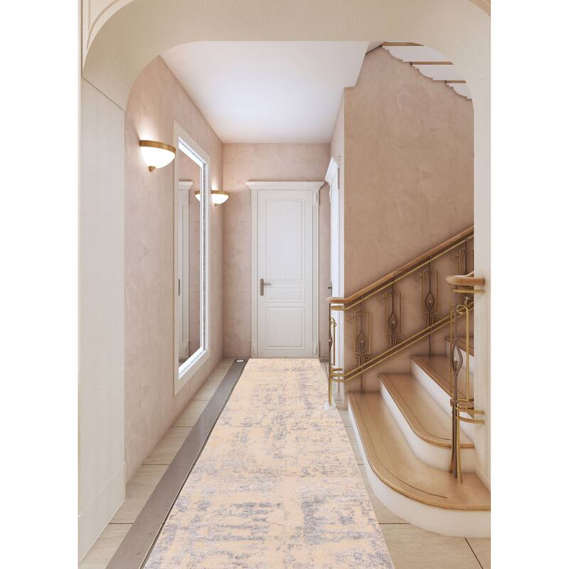 ECARPETGALLERY Hand-knotted Legacy Beige Silk, Wool Rug - 2'6 x 11'11