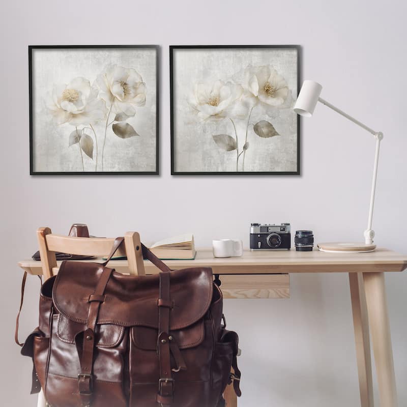 Stupell Soft Chic Roses Framed Giclee Art Design By Irene Weisz (Set of 2)