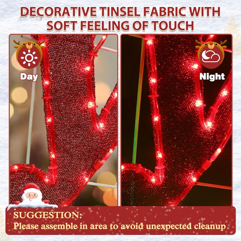 VEIKOUS 6FT Merry Christmas Sign with LED Lights, 2-in-1 Hanging or Freestanding Outdoor/Indoor LED Wall Sign Decor