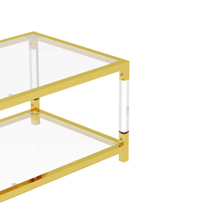 Modern minimalist style gold metal frame with acrylic leg coffee table cs-1195