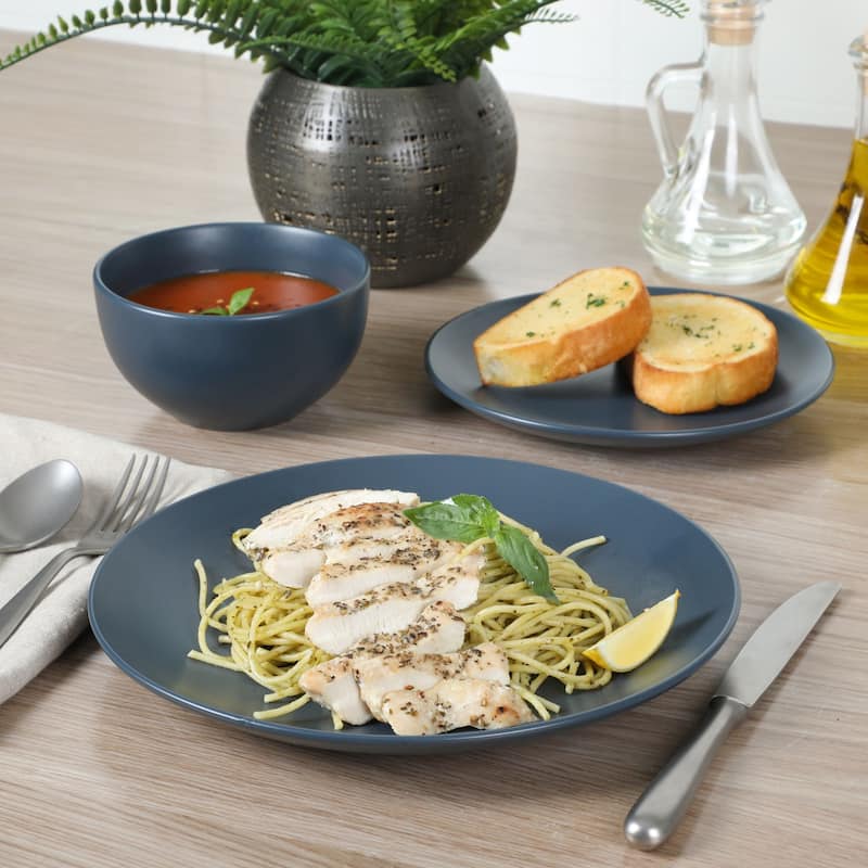 Gibson Home Queenslane 12 Piece Stoneware Matte Dinnerware Set